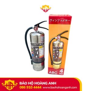 Bình cứu hoả chữa cháy bột 4kg ABCE, dùng trong pccc vỏ inox sáng bóng siêu bền chống han rỉ thương hiệu Vinfire