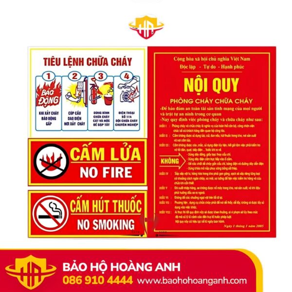 Bộ nội quy tiêu lệnh PCCC (4 tấm) - HÀNG LOẠI 1 - CHỐNG RỈ