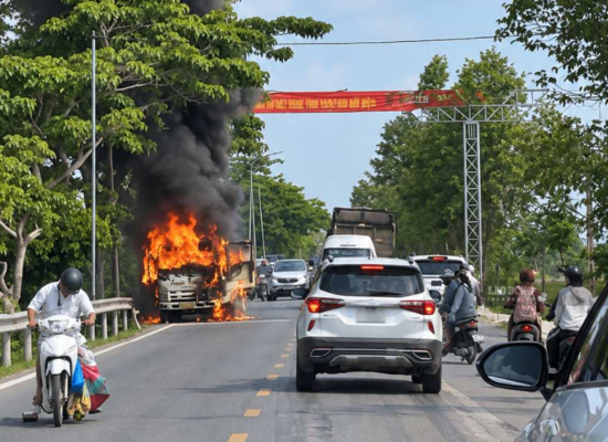 cháy xe tải